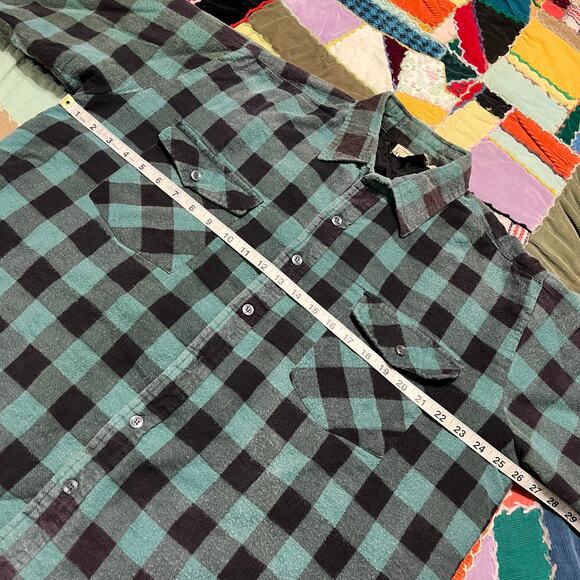 Vintage Open Trails Nylon Blanket Lined Turquoise Plaid Button Up XL - Picture 5 of 6